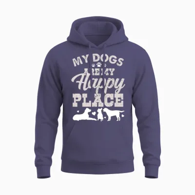 Happiness Is My Dogs Unisex Hoodie - Heather Sport Dark Navy