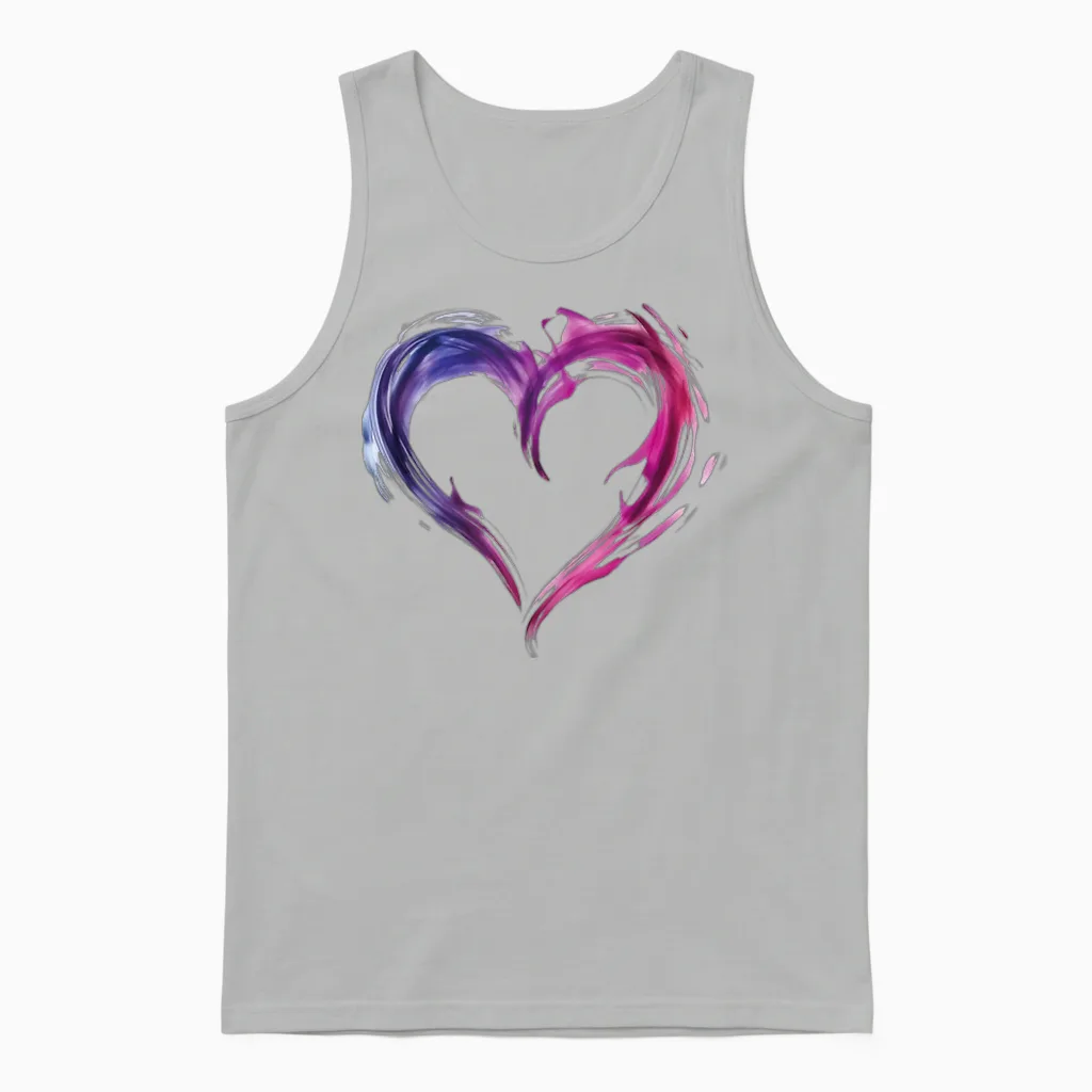 Gemischte Leidenschaft Herz Grafik Lila Blau Pink Kunst Unisex Tank Top in Ash
