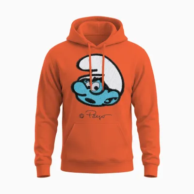 Smurfs Design with Brainy Smurf Unisex Hoodie - Orange