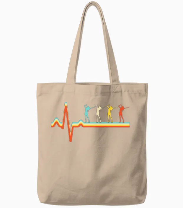 Singing Retro Heartbeat Tote Bags in Natural