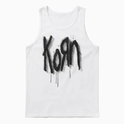 Korn Logo Spray Paint Unisex Tank Top - White