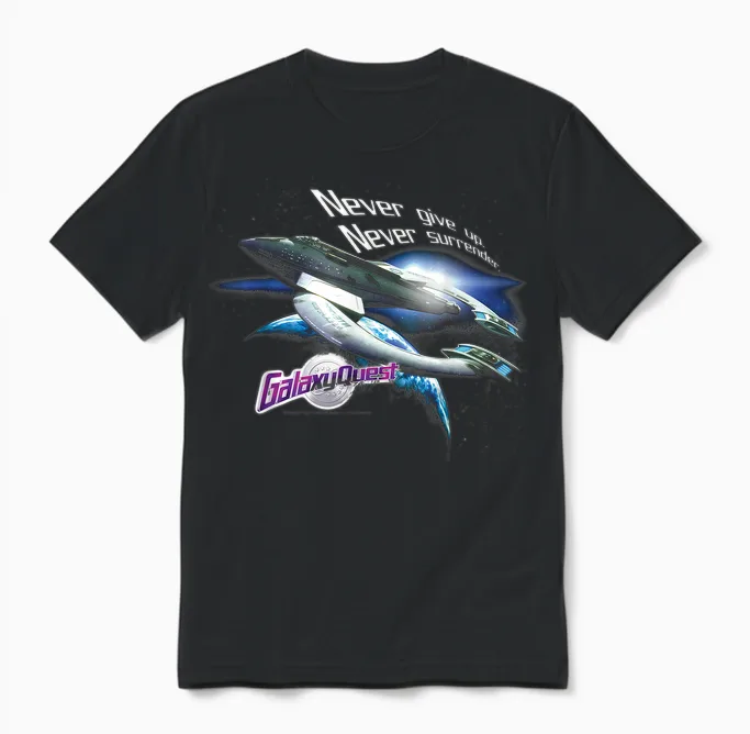 Galaxy Quest Never Surrender Unisex T-Shirt in Black