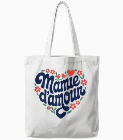 Mamie D'amour Coeur Fleurs Cadeau Fête Des Grands Mères Tote Bags - White