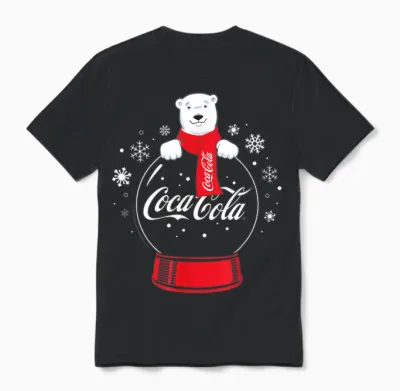 Coca-Cola - Polar Bear Snowglobe Unisex T-Shirt - Black