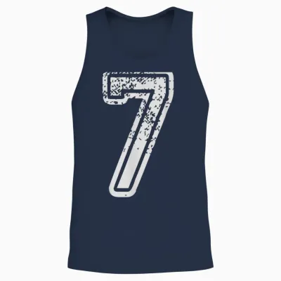 Team Jersey Uniforms Number 7 Seven School Sports Birthdays Unisex Tank Top - Navy