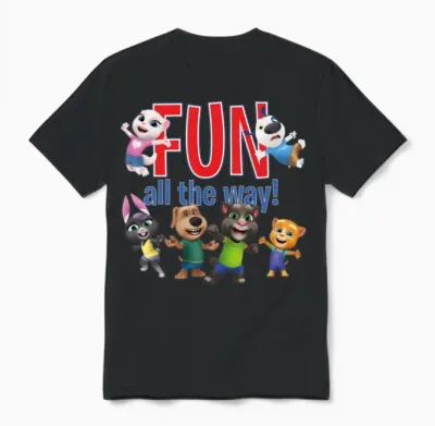 Talking Tom & Friends Fun All the Way! Unisex T-Shirt - Black