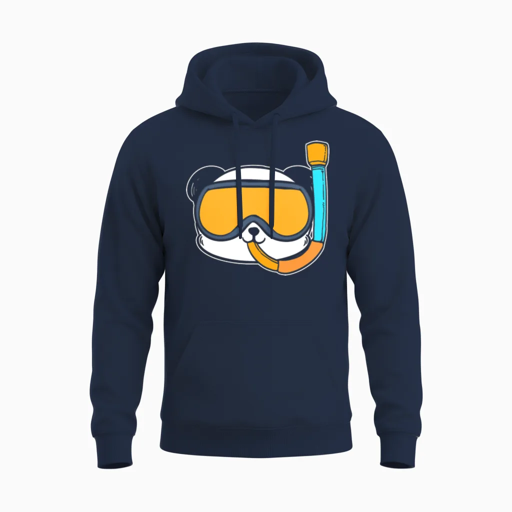 Panda Snorkel Diver Gift Unisex Hoodie in Navy