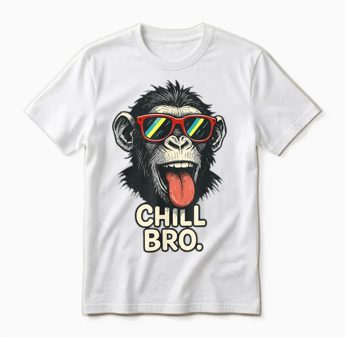 Chill Bro Cooler Affe Mit Sonnenbrille Lustiger Spruch Gamer Unisex T-Shirt in White
