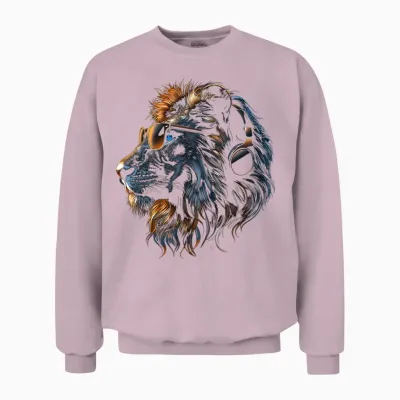 Drôle Lion Cat Safari Art Amoureux Des Animaux Unisex Sweatshirt - Light Pink