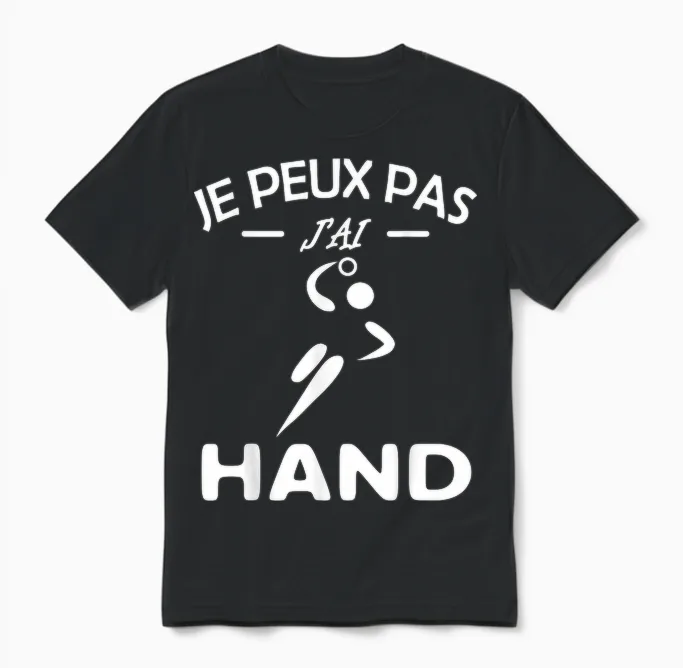 Je Peux Pas J'ai Hand Handball Player Handball Funny.2025 T-Shirt, Black, S Unisex T-Shirt in Black