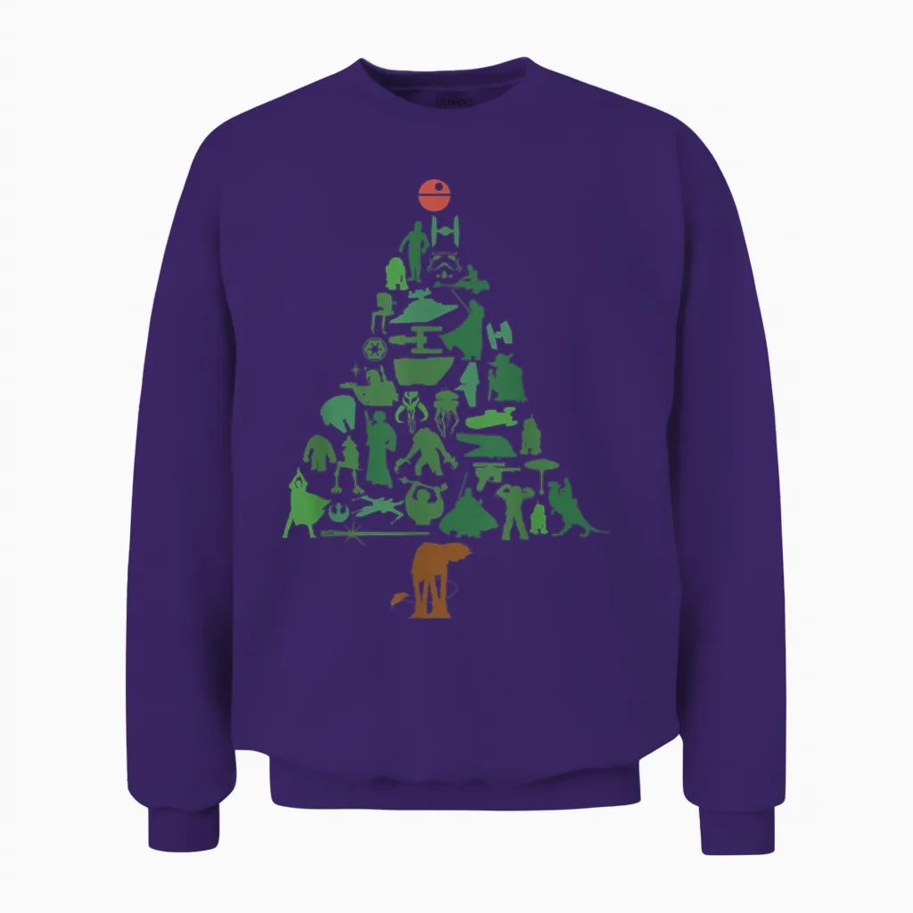 Star Wars Holiday Christmas Tree Unisex Sweatshirt in Purple
