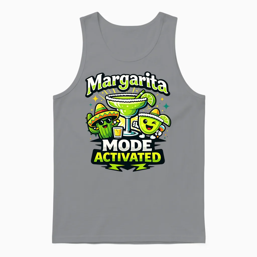 Margarita Mode Activated Cute Fiesta Party Tequila Dire T-Shirt Haut De Gamme Unisex Tank Top in Sport Grey
