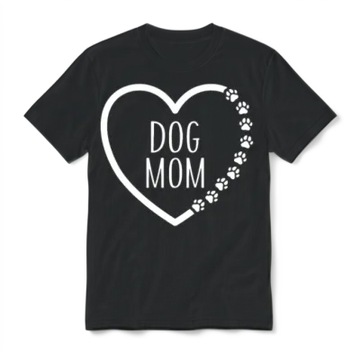 Dog Mom Dog Mother Dog Love Dog Heart Cute Dog Mom Unisex T-Shirt - Black