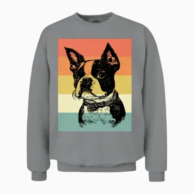 Boston Terrier Dog Retro Unisex Sweatshirt - Sport Grey