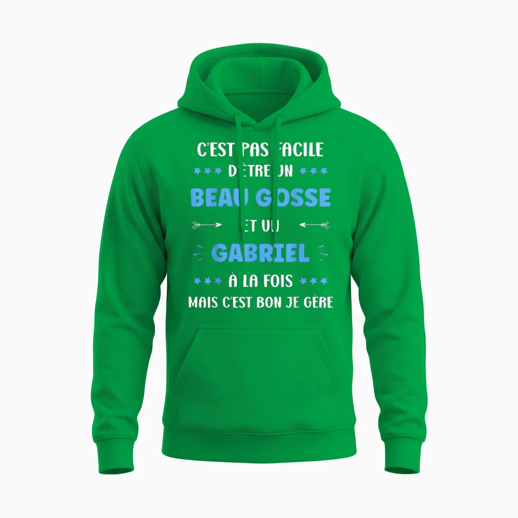 Beau Gosse Super Gabriel Boy Name Funny Gabriel Unisex Hoodie in Irish Green
