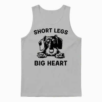 Drôle Teckel à Poil Dur Jambes Courtes Grand Coeur T-Shirt Haut De Gamme Unisex Tank Top - Ash