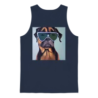 Dog with Sunglasses Lovers Unisex Tank Top - Navy – 1