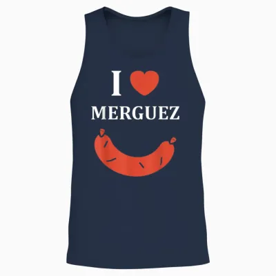 Funny Food Sausage Bbq I Love Merguez T-Shirt, Black, S Unisex Tank Top - Navy