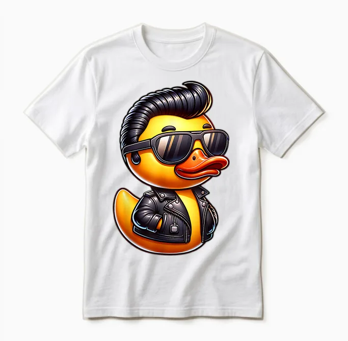 50s Sock Hop Rubber Duck Greaser Boys Kids Rockabilly Duck T-Shirt, Black, S Unisex T-Shirt in White