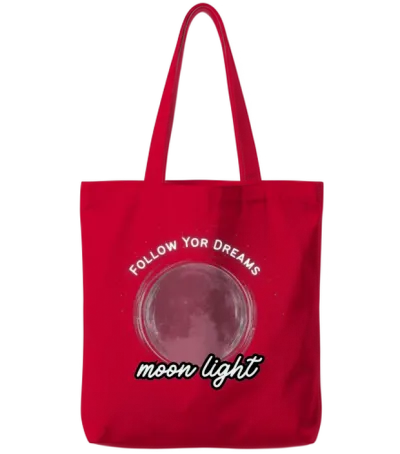 Moonlight Dreamer Follow Your Dreams Aesthetic Tote Bags - Red