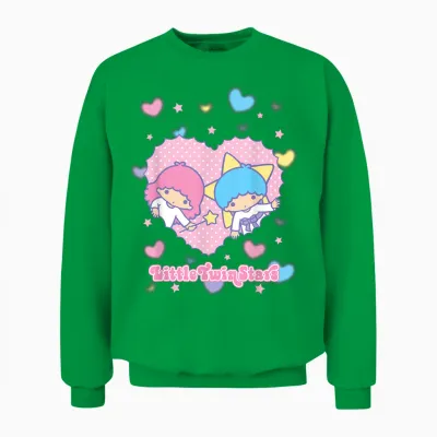 Little Twin Stars Retro Logo Valentine Unisex Sweatshirt - Irish Green