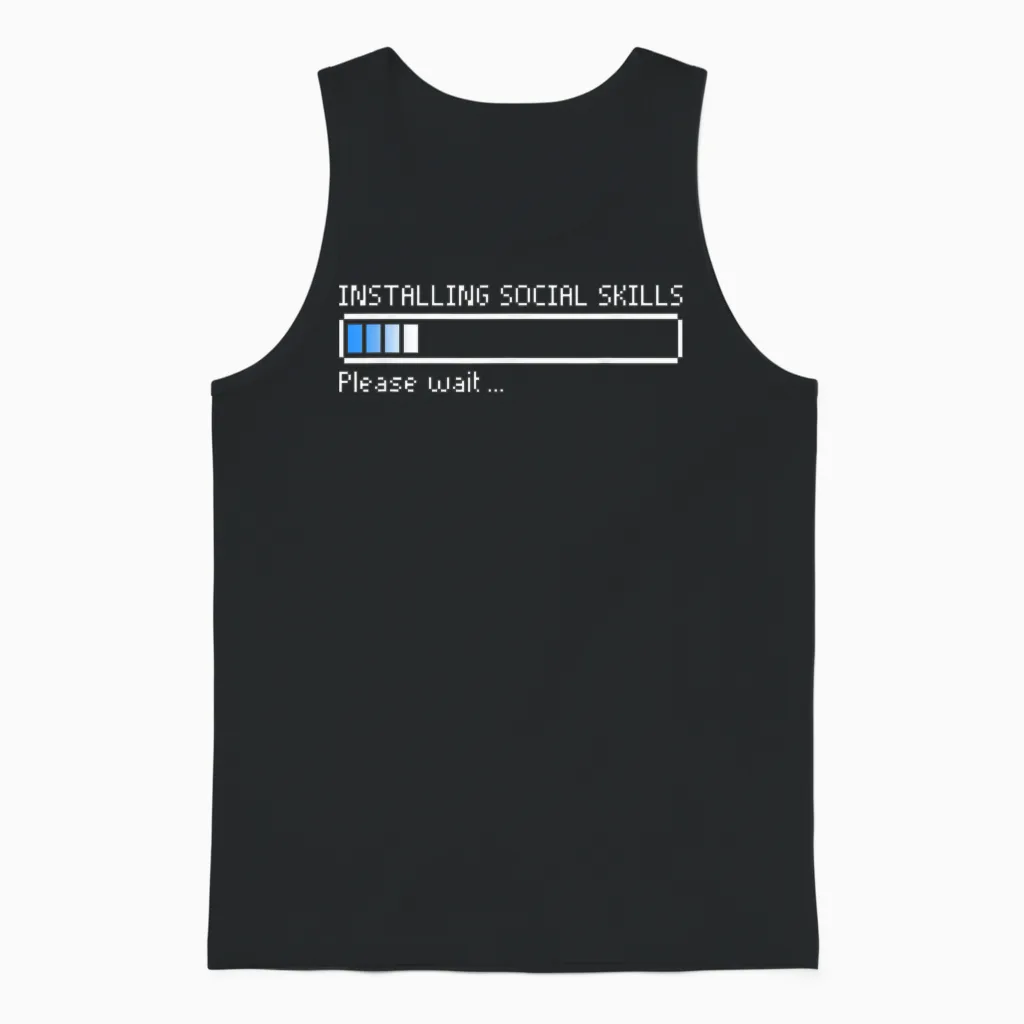 Install Social Skills Funny Programmer Introverted T-Shirt, Black, S Unisex Tank Top in Black