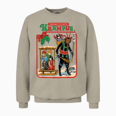 Fun with Krampus Christmas Retro Vintage Funny Adult Humor Unisex Sweatshirt - Sand