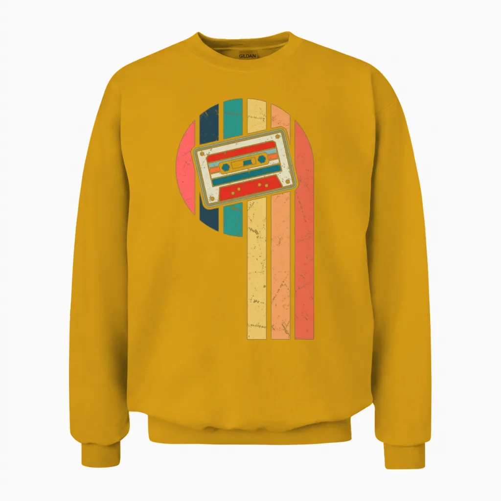 Retro Mixtape Cassette Retro 80s 90s Unisex Sweatshirt - Gold