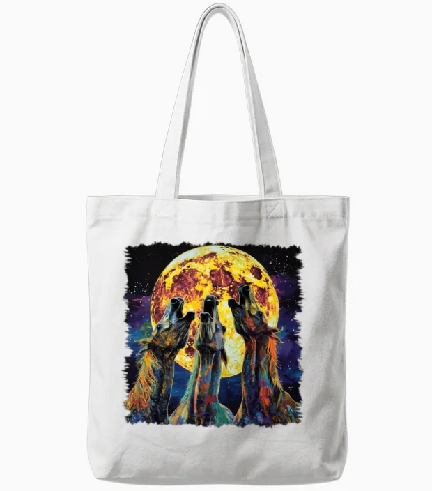 Appaloosa Horse Howling Moon Tote Bags in White