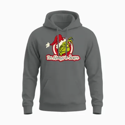 Dr. Seuss Grinch Always in Season Short Sleeve Unisex Hoodie - Graphite Heather