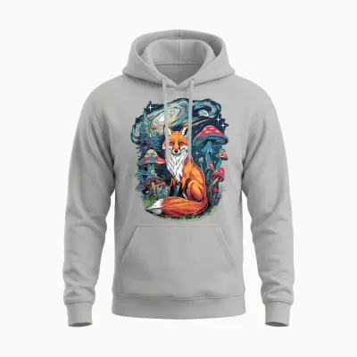 Trippy Psychedelic Fox Foxes Unisex Hoodie - Ash
