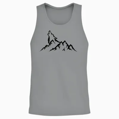 Wolf Mountain T-Shirt - Retro Wildlife Heulender Wolf Natur Unisex Tank Top - Sport Grey