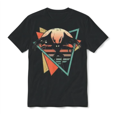 Mothman Cryptid Cryptozoology Retro Unisex T-Shirt - Black