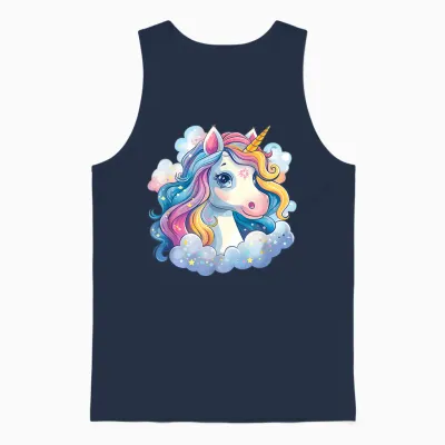 Super Süßes Einhorn Mit Regenbogen Mähne Einhorn Unisex Tank Top - Navy