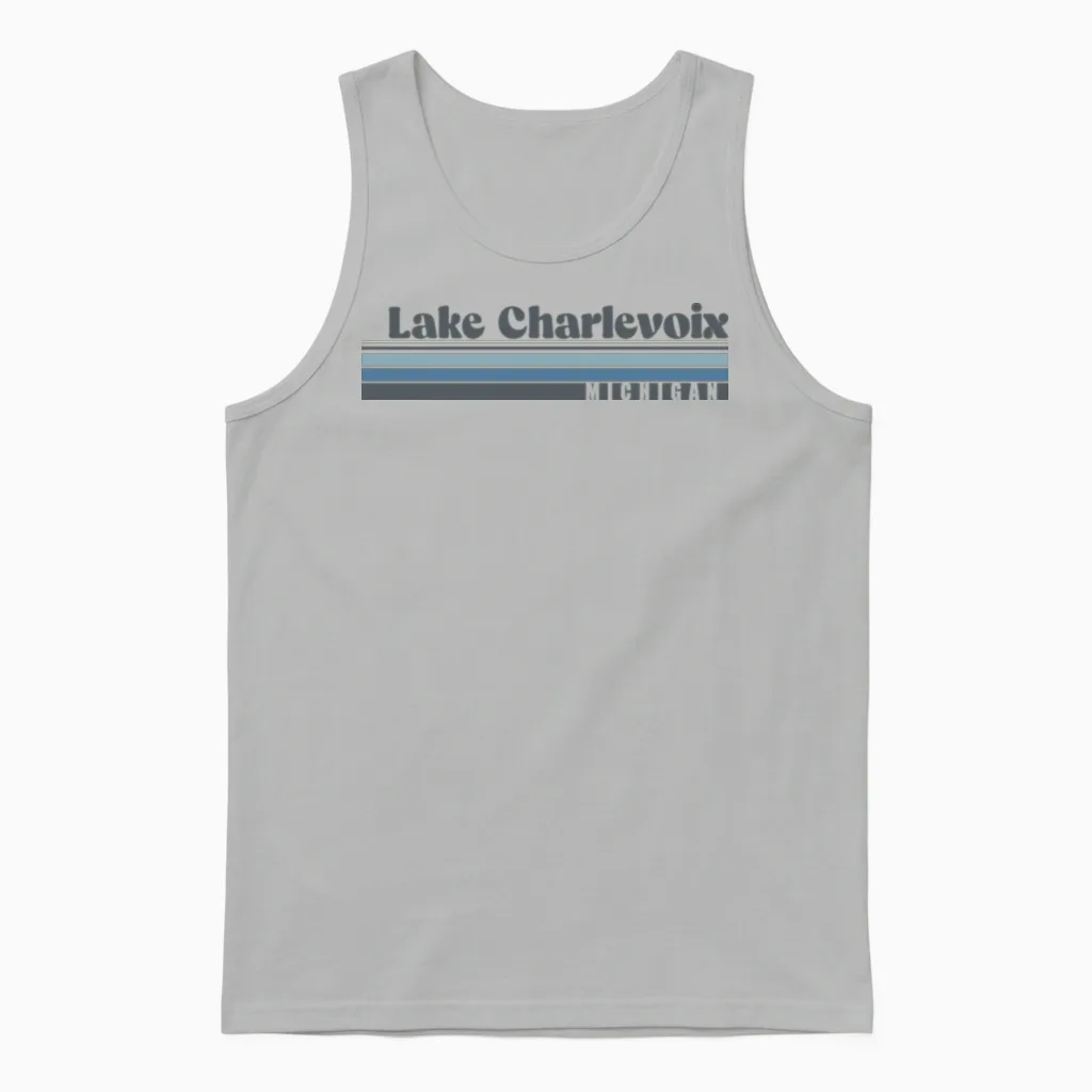 Lake Charlevoix Michigan Unisex Tank Top in Ash