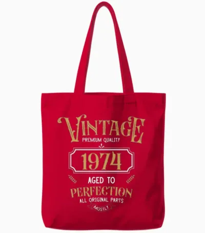 1974 Vintage Birthday Tote Bags - Red