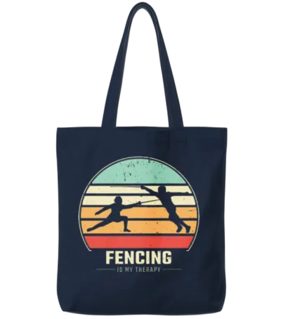 Fencing Retro Tote Bags - Navy
