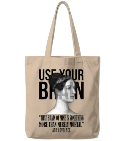 Use Your Brain Ada Lovelace B Tote Bags - Natural