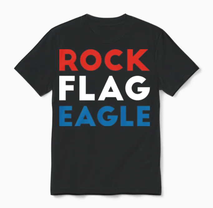 Rock Flag Eagle Wildlife Gift Unisex T-Shirt in Black