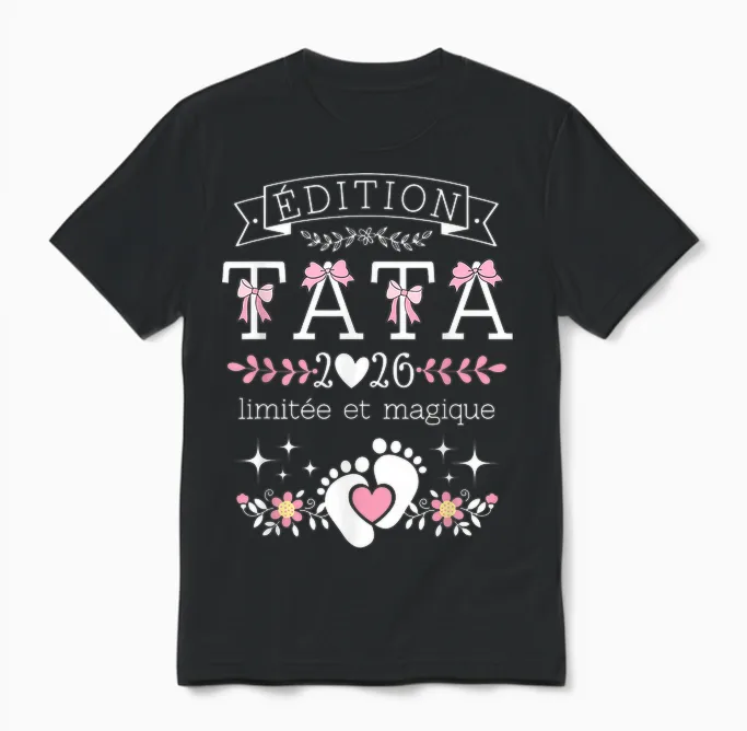 Future Tata 2026 Gift Announcement Pregnancy Aunt 2026 Unisex T-Shirt in Black