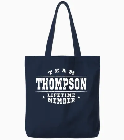 Team Thompson Lifetime Member - Family Name Tote Bags - Navy