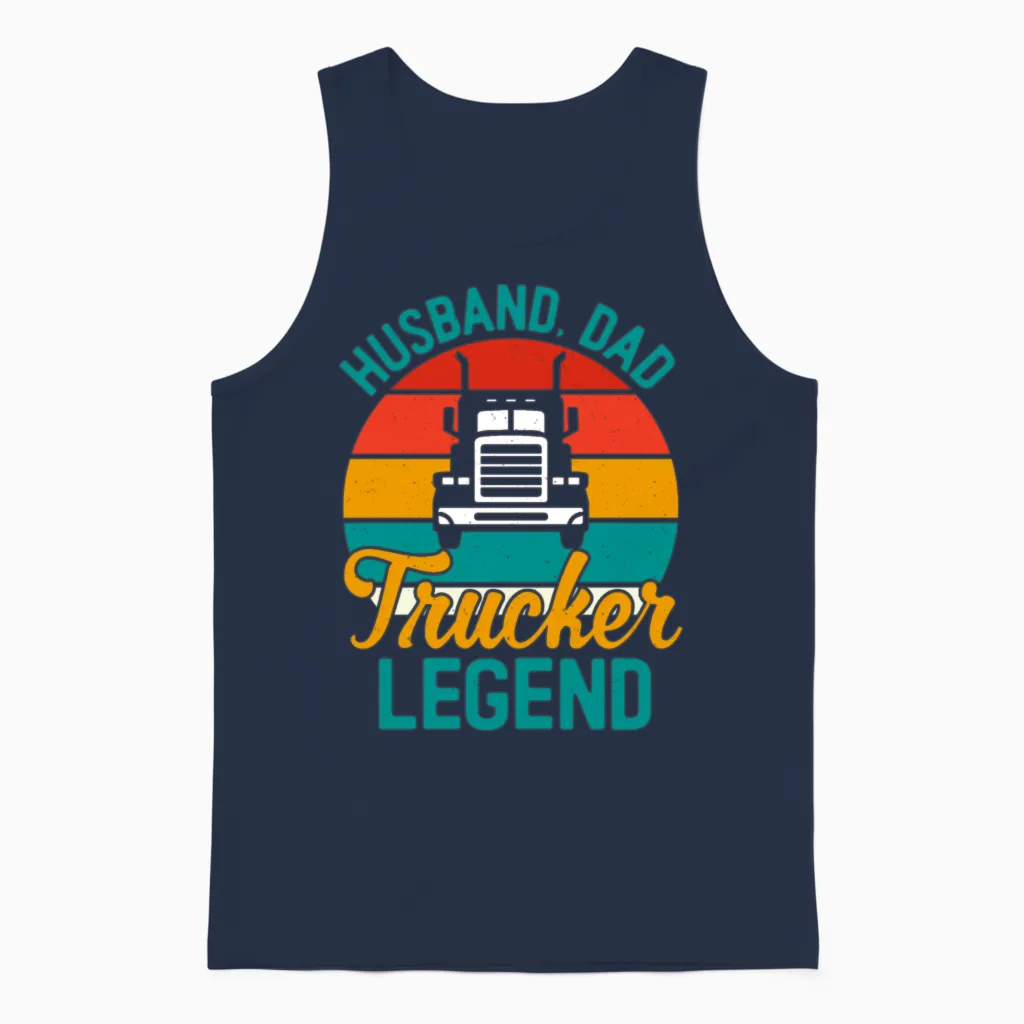 Retro Vintage Trucker Dad - Truckers Unisex Tank Top in Navy