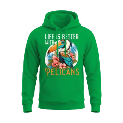 Bird Lover Flying Animal Ornithology Pelicans Unisex Hoodie - Irish Green