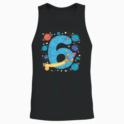 Kinder 6. Geburtstag Jungen 6 Jahre Planeten Weltraum Geburtstags Unisex Tank Top - Black