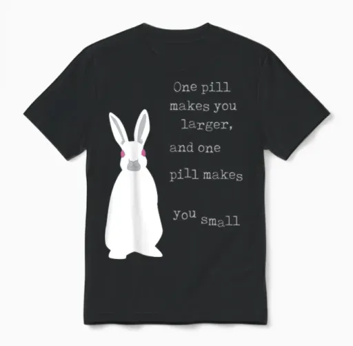 Lyriclyfe T-Shirt White Rabbit Unisex T-Shirt in Black