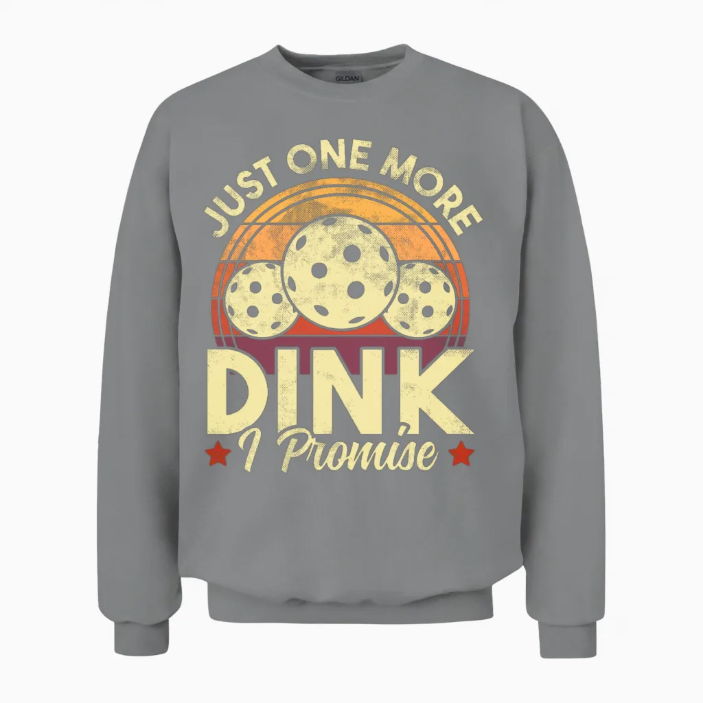 Pickleball Just One More Dink Retro Funny Unisex Sweatshirt - Sport Grey