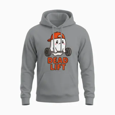 T-Shirt Ghost Deadlift Funny Sport Humour Fitness Unisex Hoodie - Sport Grey