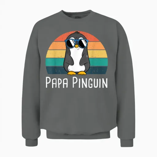 Mens Cool Father Penguin Costume Penguins Grandpa Penguin T-Shirt, Black, S Unisex Sweatshirt in Graphite Heather