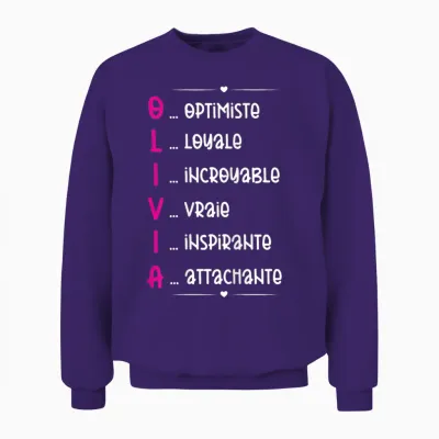 Olivia Prenom Personnalisé Femme Cadeau Prenom Olivia Girls' T-Shirt, Black Unisex Sweatshirt - Purple