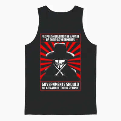 V for Vendetta - Governments Should Be Afraid Unisex Tank Top - Black